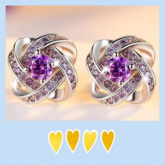 nobrand Jewelry - Genuine Amethyst Stud Earrings 925 Sterling Silver